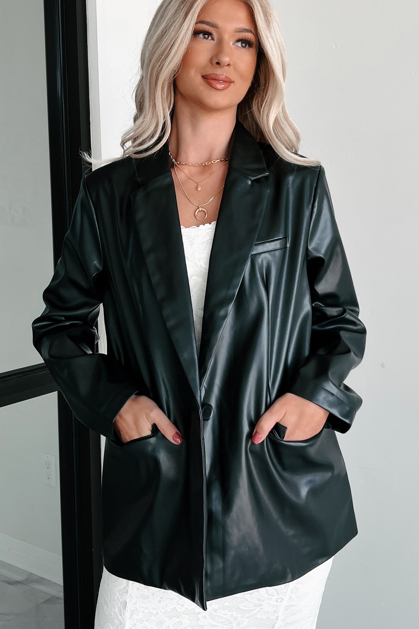 Living The City Life Faux Leather Jacket (Black) - NanaMacs