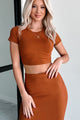 Busy Living Short Sleeve Crop Tee (Rust) - NanaMacs