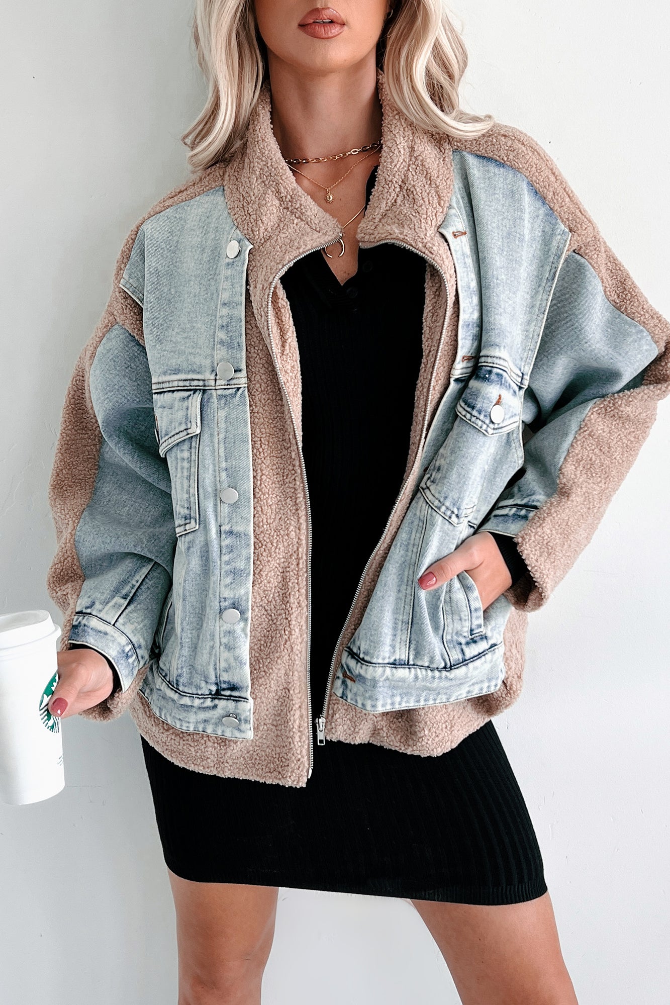 Call It Cozy Denim Teddy Jacket (Multi) - NanaMacs