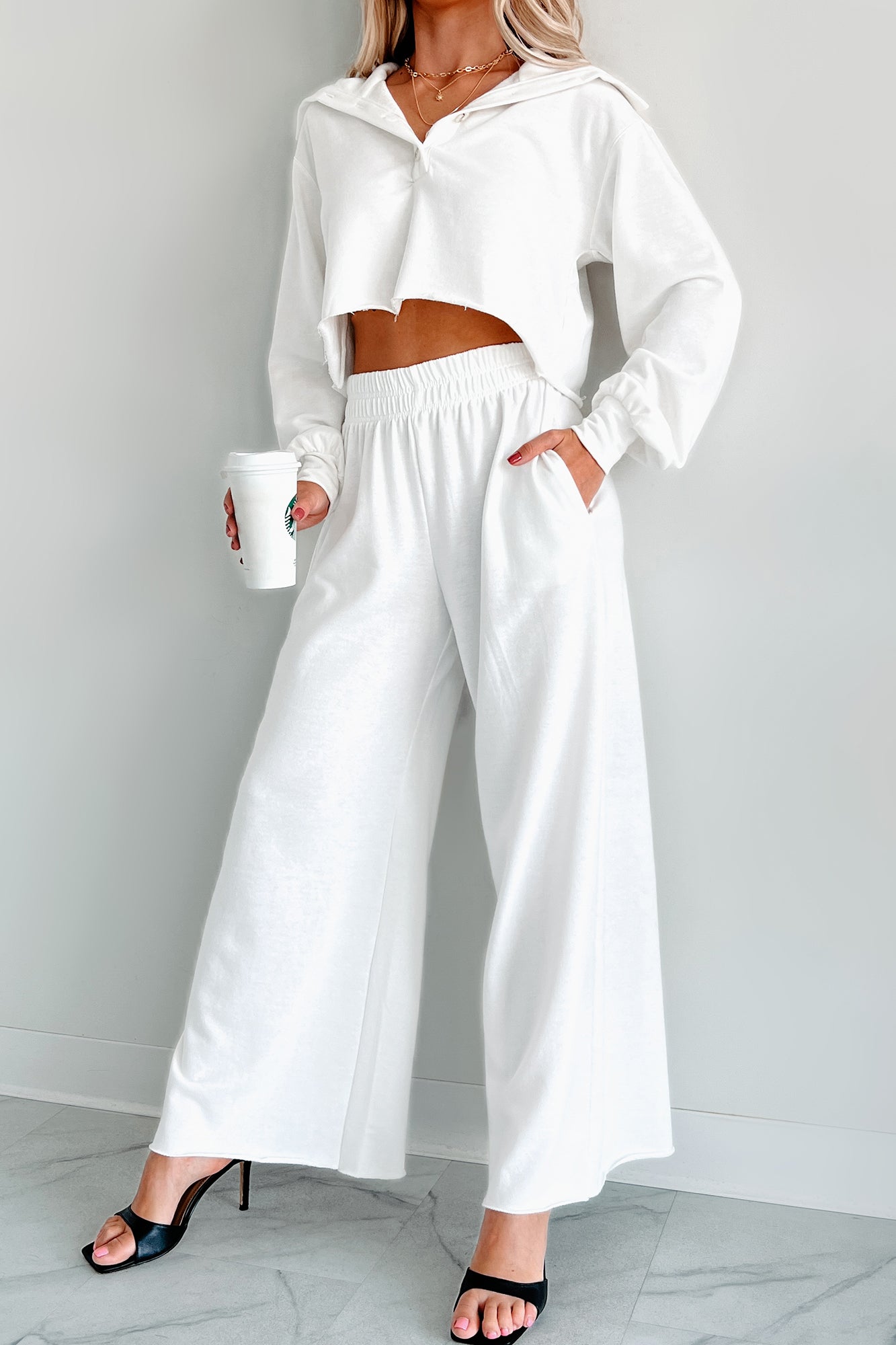 Chasing Relaxation Wide Leg Lounge Pants (Off White) - NanaMacs