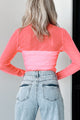 Bold Accusations Swiss Dot Mesh Top (Neon Pink) - NanaMacs