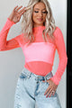 Bold Accusations Swiss Dot Mesh Top (Neon Pink) - NanaMacs