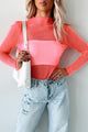 Bold Accusations Swiss Dot Mesh Top (Neon Pink) - NanaMacs