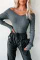 London Landscape Off Shoulder Bodysuit (Charcoal) - NanaMacs