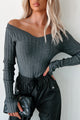 London Landscape Off Shoulder Bodysuit (Charcoal) - NanaMacs