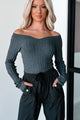 London Landscape Off Shoulder Bodysuit (Charcoal) - NanaMacs