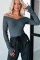 London Landscape Off Shoulder Bodysuit (Charcoal) - NanaMacs