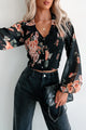 Fall Blooms Smocked Buttoned Floral Top (Black) - NanaMacs