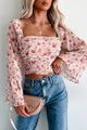 Sweetest Flower Floral Bell Sleeve Top (Blush) - NanaMacs