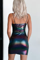 A Night To Remember Rainbow Holographic Mini Dress (Multi) - NanaMacs