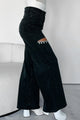 Ships by 9/20 Constant Surprise High Rise Rhinestone Slit Wide Leg Jeans (Black) - NanaMacs