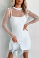 Shimmering Confidence Sequin Fishnet Dress (Off White) - NanaMacs