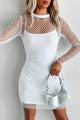 Shimmering Confidence Sequin Fishnet Dress (Off White) - NanaMacs