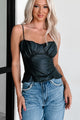 Bad Influences Faux Leather Tank Top (Black) - NanaMacs