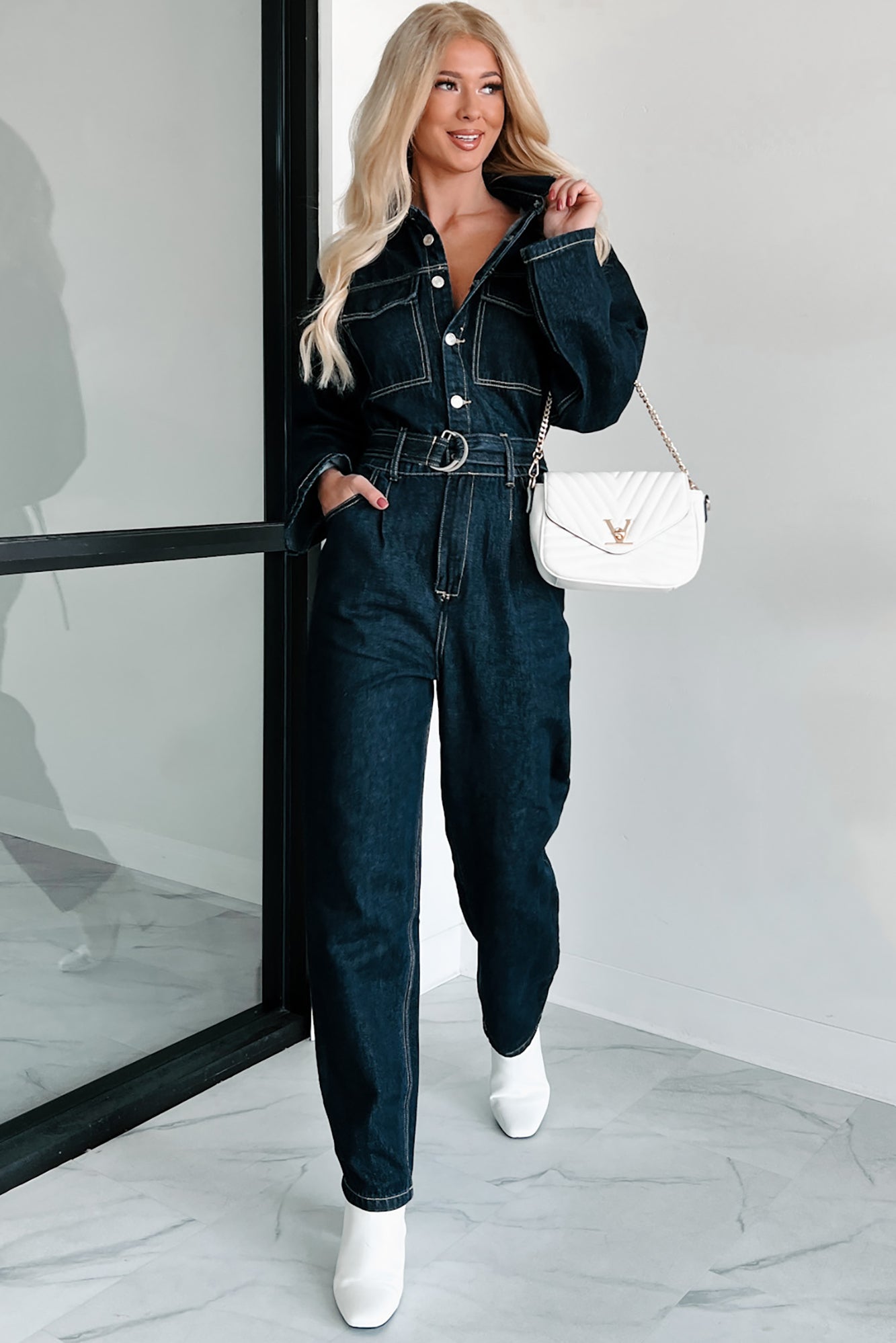 Harvest Hopes Denim Jumpsuit (Dark Indigo) - NanaMacs