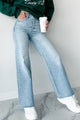 Sylas Raw Hem Wide Leg Jemina Jeans (Light Wash) - NanaMacs