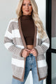 Cabin Bound Striped Sweater Cardigan (Mocha) - NanaMacs