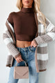 Chic Example Long Sleeve Cowl Neck Top (Brown) - NanaMacs