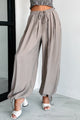 Modern Dreams Drawstring Cuff Balloon Pants (Taupe) - NanaMacs