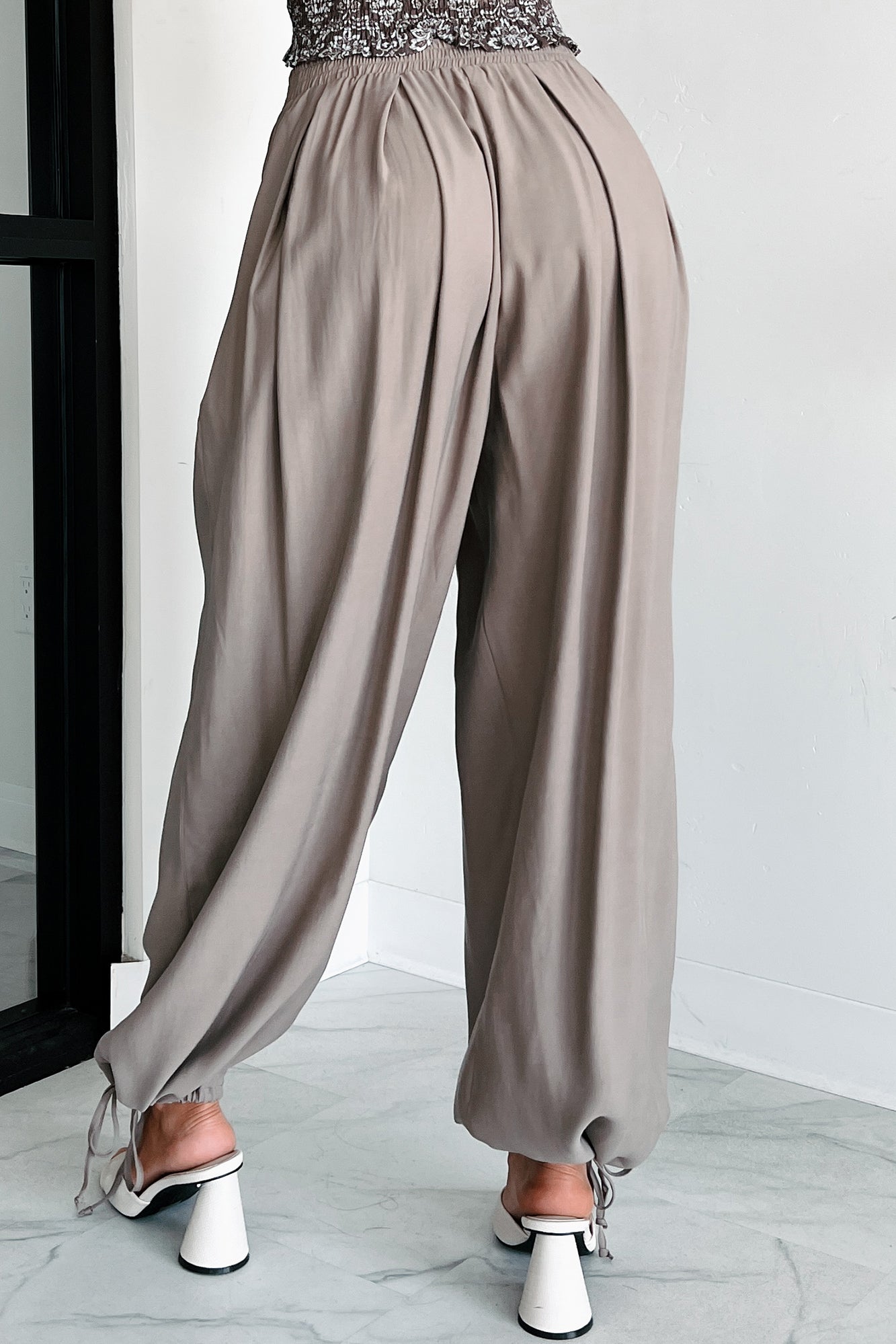 Modern Dreams Drawstring Cuff Balloon Pants (Taupe) - NanaMacs