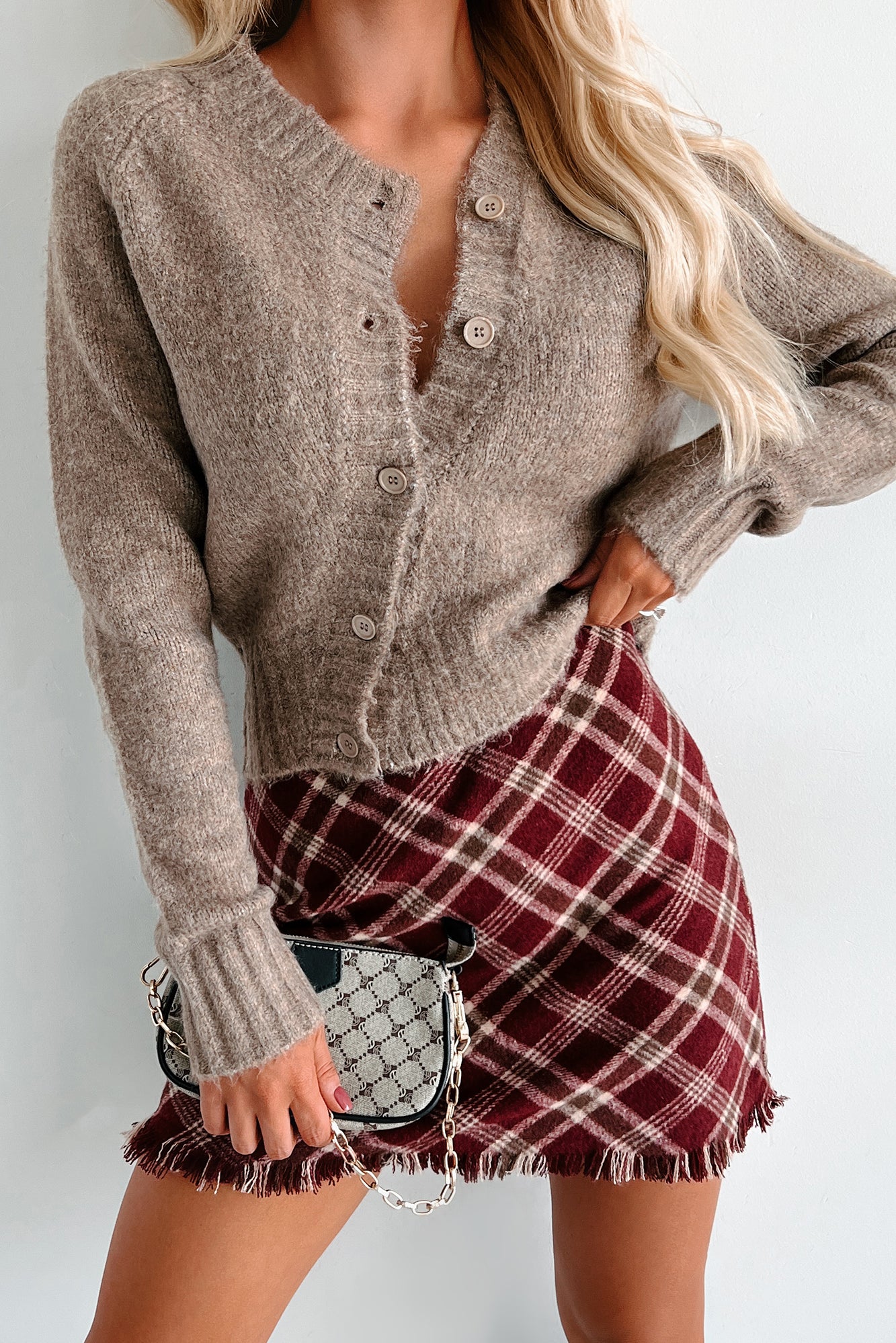 Warmth & Wonder Asymmetrical Button Up Cardigan (Taupe) - NanaMacs