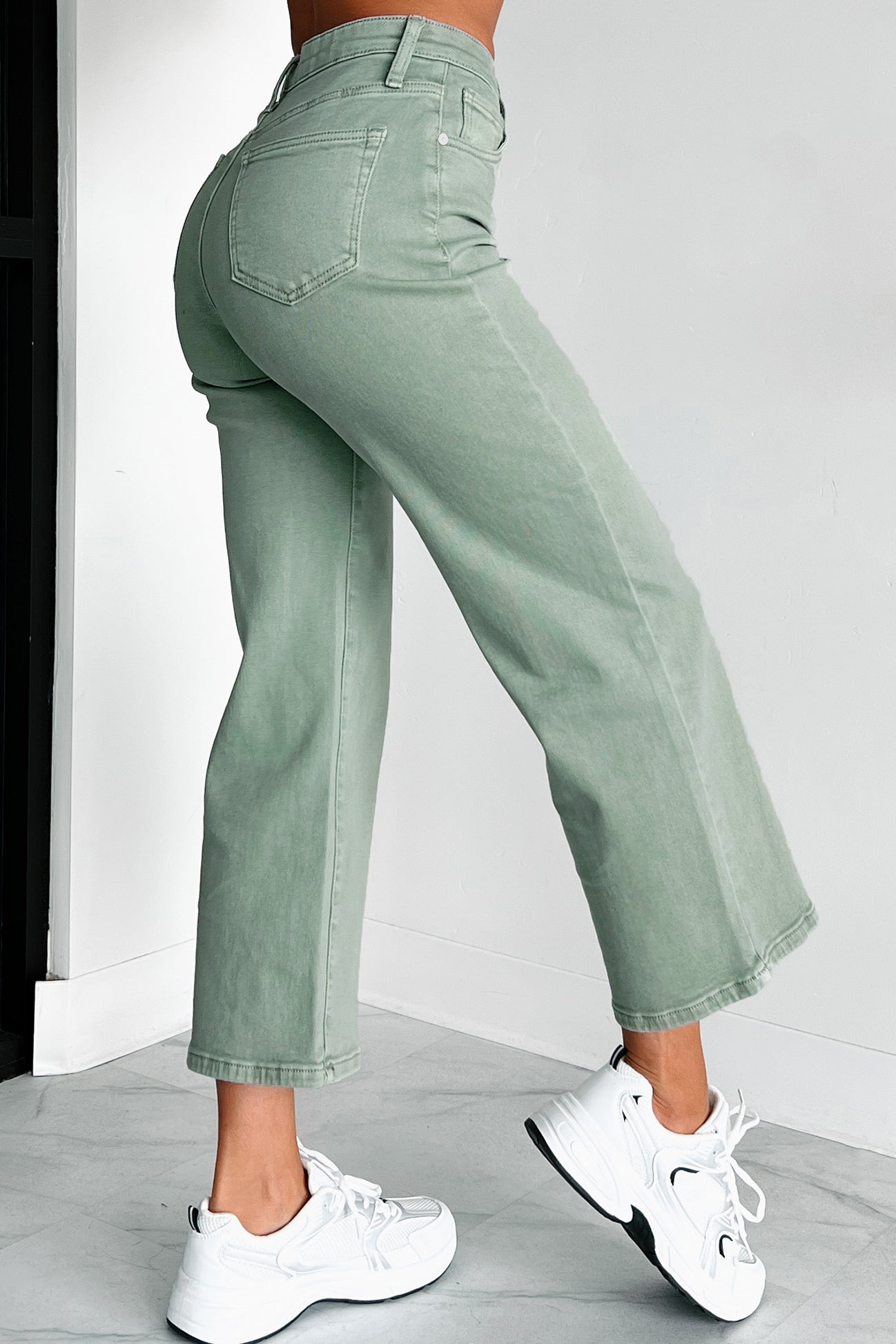 Cincinnati High Rise Tummy Control Special A Crop Jeans (Olive) - NanaMacs