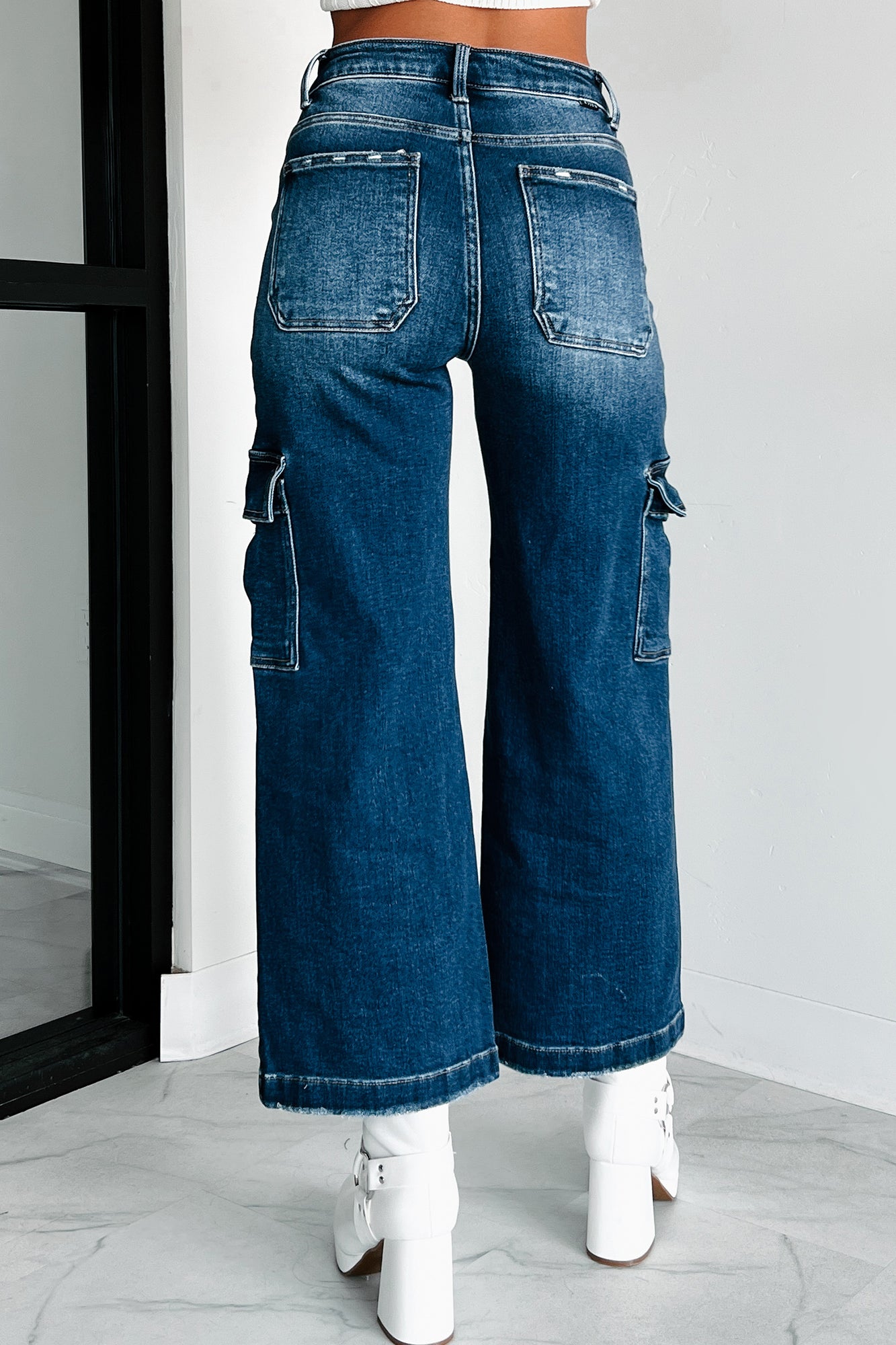 Wayne High Rise Wide Crop Cargo Risen Jeans (Medium) - NanaMacs