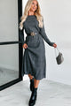 Zahari Long Sleeve Maxi Dress (Charcoal) - NanaMacs