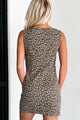 Just Kitten Around Leopard Print Denim Dress (Taupe) - NanaMacs