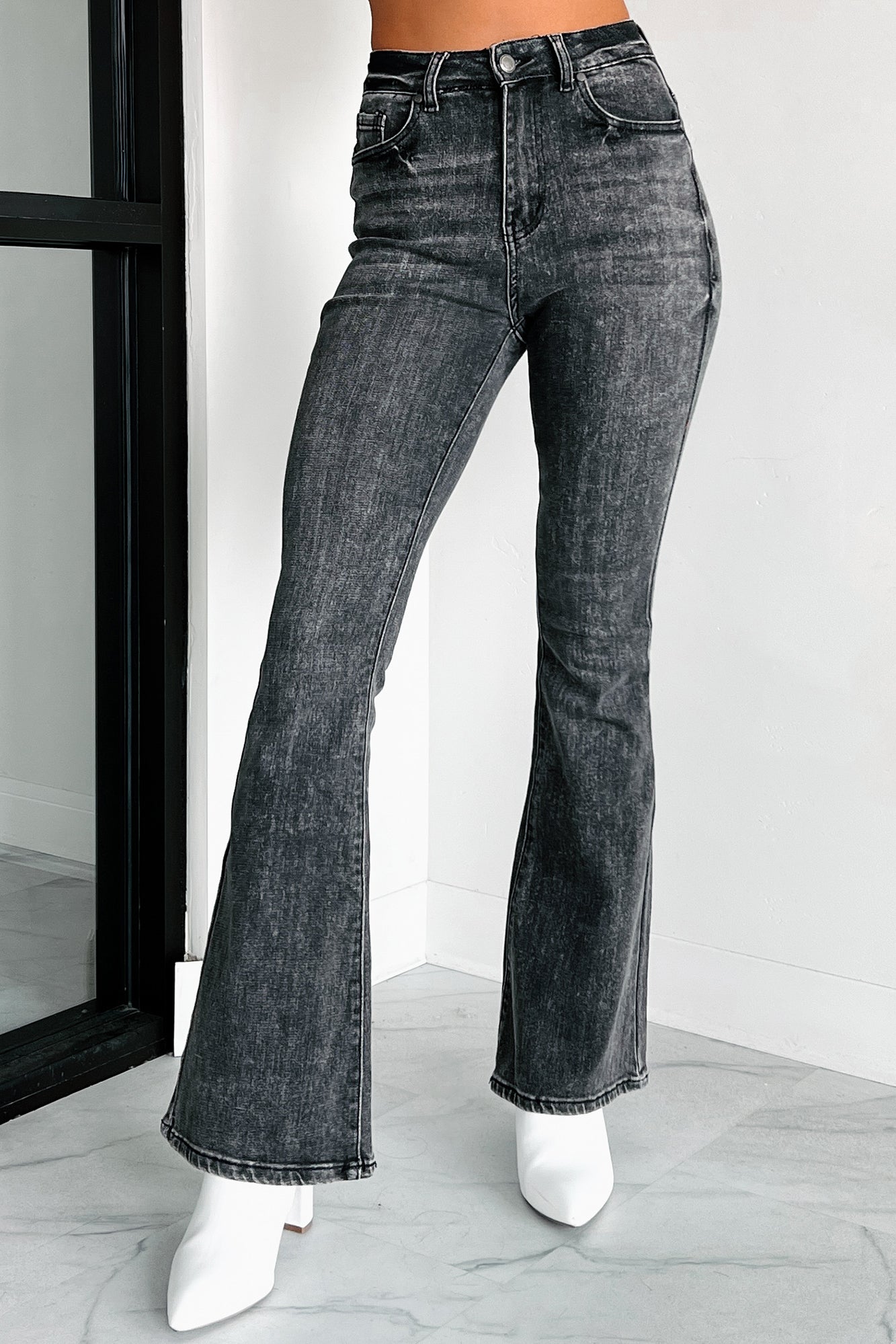 Magnus High Rise Flare Leg Legend Jeans (Black Acid) - NanaMacs