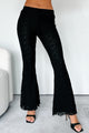 Naturally Fabulous Floral Lace Flare Pants (Black) - NanaMacs