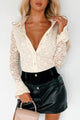 Covetable Looks Floral Lace Button Down Top (Cream) - NanaMacs