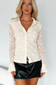 Covetable Looks Floral Lace Button Down Top (Cream) - NanaMacs