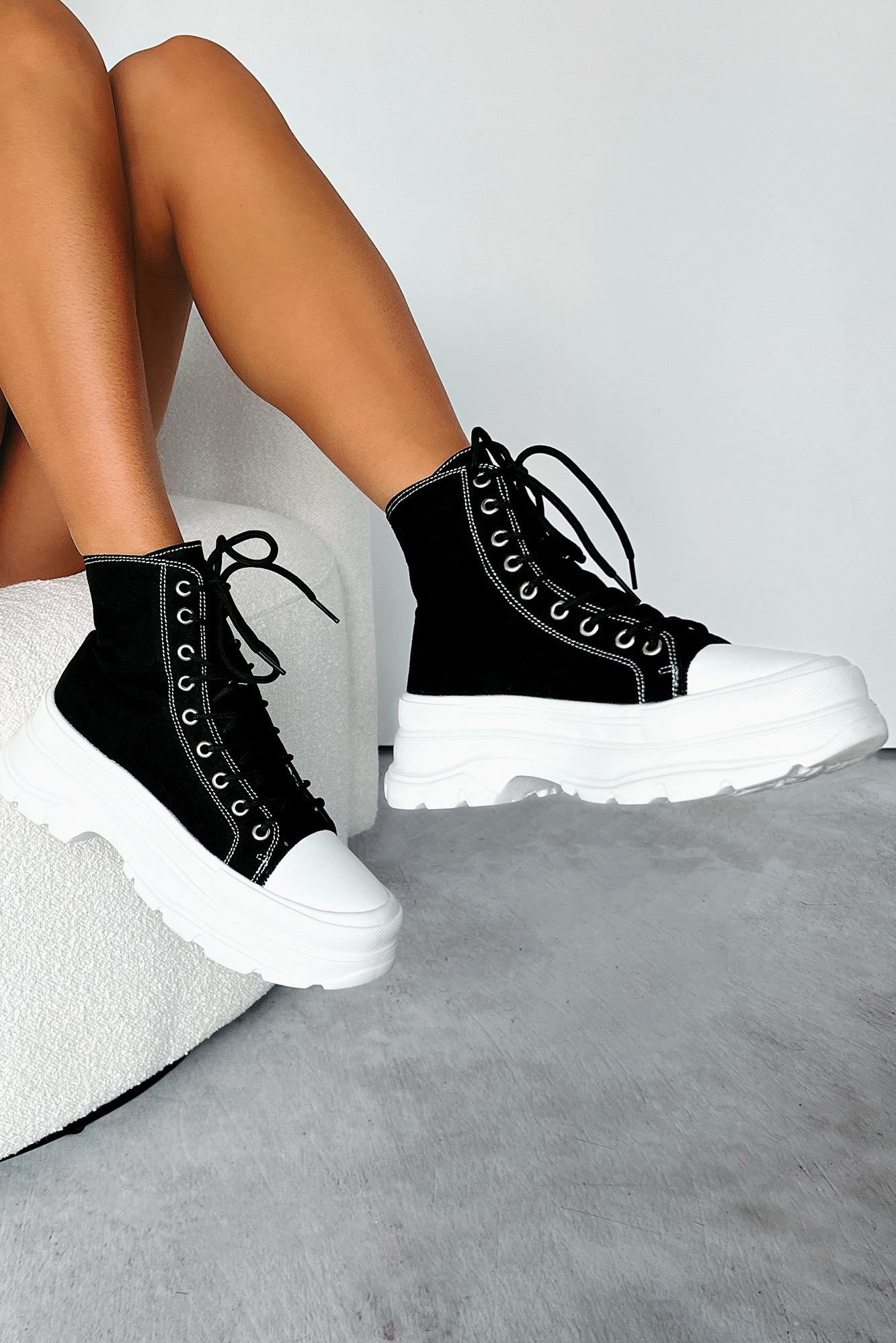 Just Another Dreamer Platform High Top Sneakers (Black) - NanaMacs