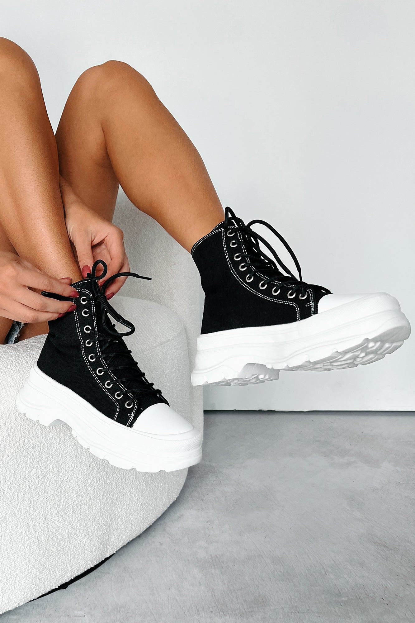 Just Another Dreamer Platform High Top Sneakers (Black) - NanaMacs