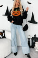 Carving Smiles Knit Halloween Sweater (Black) - NanaMacs