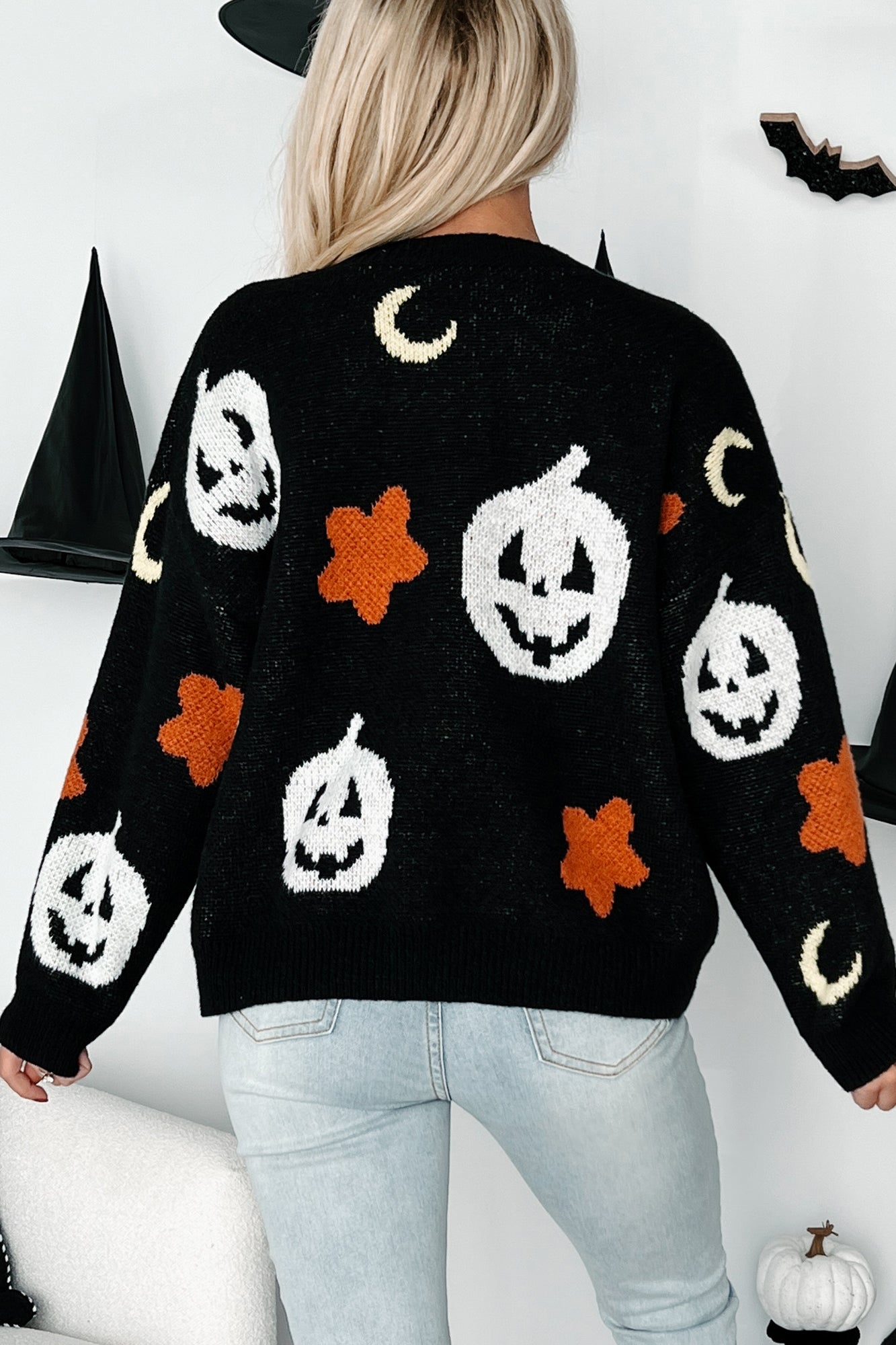 Mythical Nights Halloween Print Sweater (Black) - NanaMacs