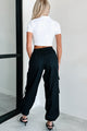 Mansel Wide Leg Cargo Pants (Black) - NanaMacs