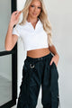 Epitome Of Easy Polo Crop Top (White) - NanaMacs