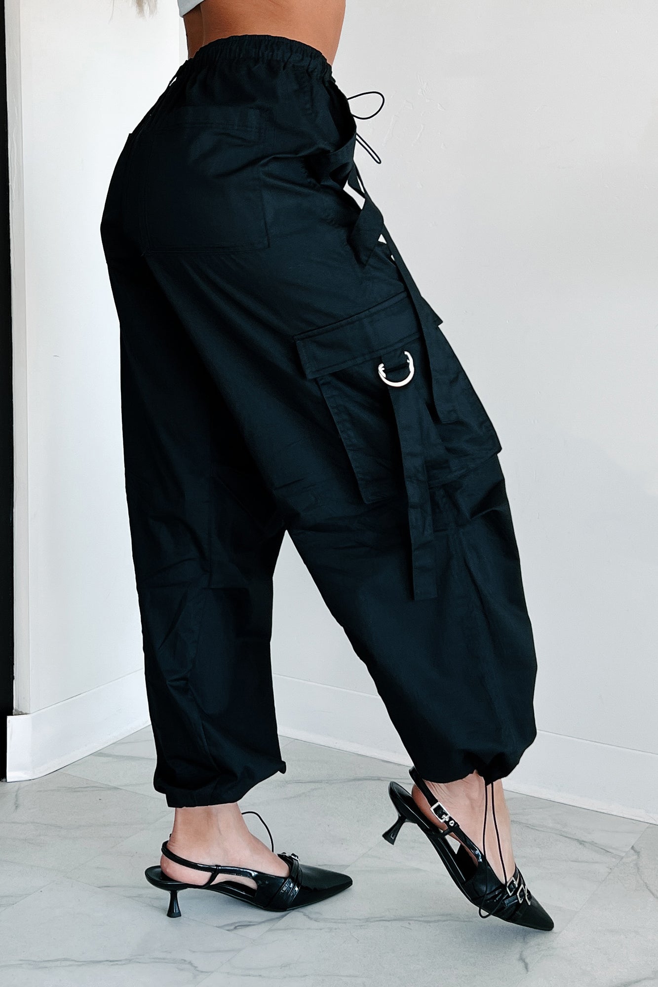 Mansel Wide Leg Cargo Pants (Black) · NanaMacs