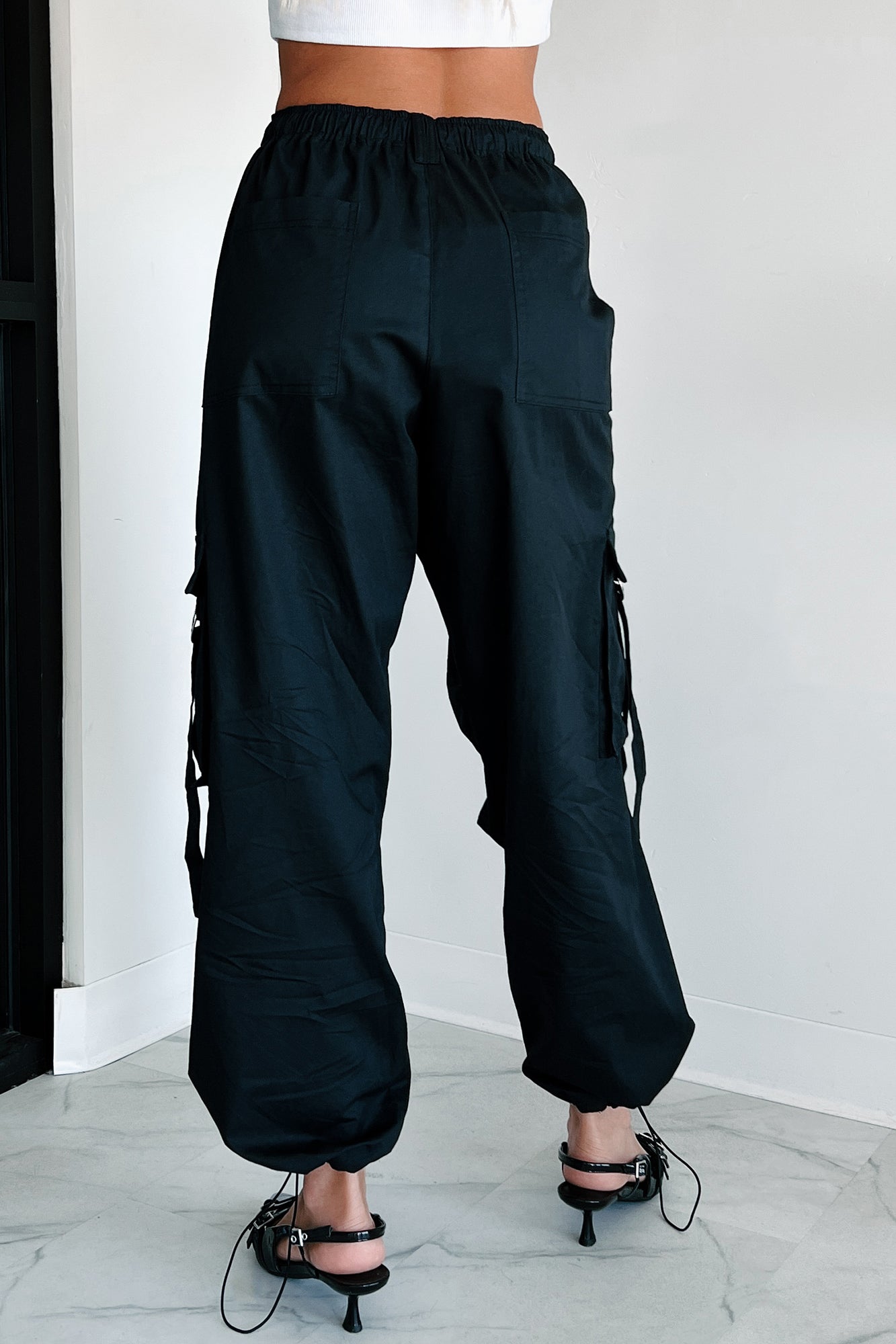 Mansel Wide Leg Cargo Pants (Black) · NanaMacs