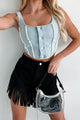 Pearls Of Love Embellished Denim Vest (Medium Denim) - NanaMacs