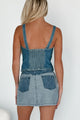 Breaking The Mold Denim Colorblock Top (Medium/Light Denim)