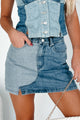 Talk About It Colorblock Denim Mini Skirt (Denim) - NanaMacs