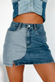 Talk About It Colorblock Denim Mini Skirt (Denim) - NanaMacs