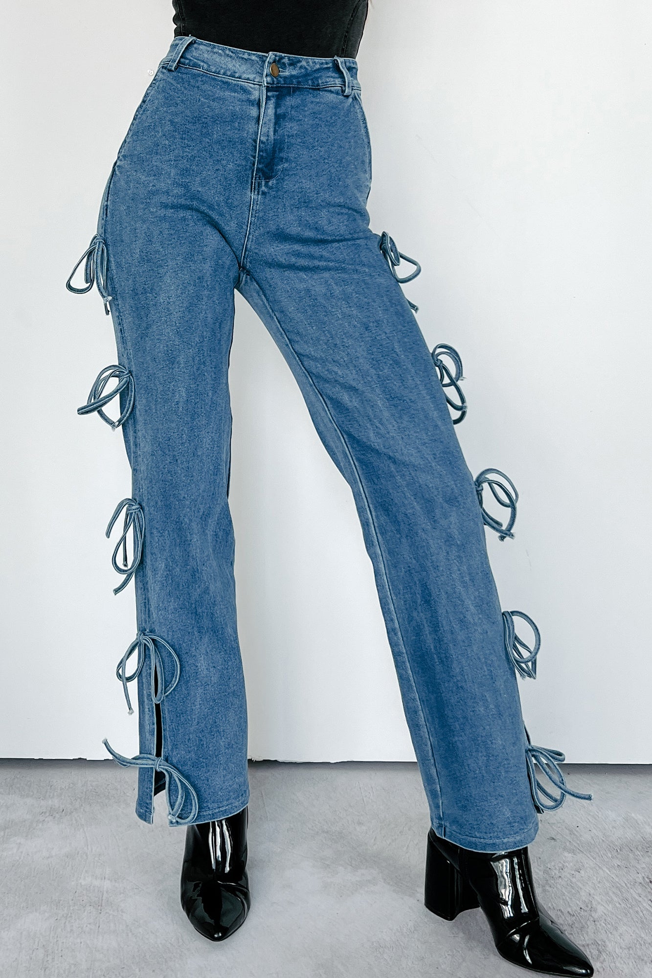 Nothing Casual Bow Tie Straight Jean (Denim) - NanaMacs