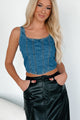 Yazlin Denim Tank Top (Blue Denim)