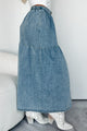 Jolene Button Up Denim Midi Skirt (Denim)