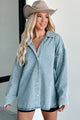 Woke Up Flawless Rhinestone Denim Shacket (Medium Denim)