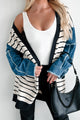 Causing Confusion Striped Denim Sleeve Cardigan (Cream/Navy) - NanaMacs